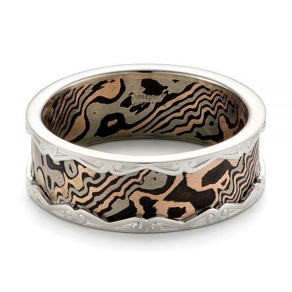 Men's Mokume Wedding Band - Flat View - 102829