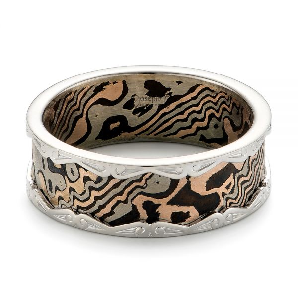 Men's Mokume Wedding Band - Flat View -  102829