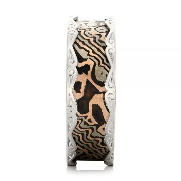 Men's Mokume Wedding Band - Side View - 102829