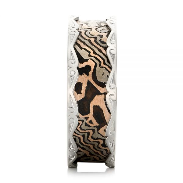 Men's Mokume Wedding Band - Side View -  102829