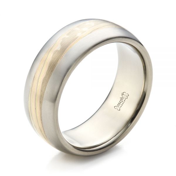 Men's Mokume Wedding Band - Three-Quarter View -  1462