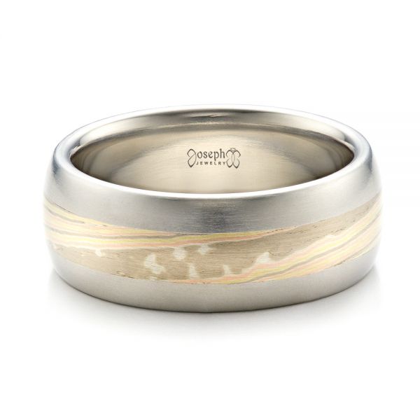 Men's Mokume Wedding Band - Flat View -  1462