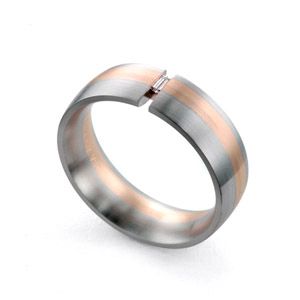  Platinum And 14k Rose Gold Platinum And 14k Rose Gold Men's Diamond Band - Three-Quarter View -  239