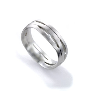 Men's Palladium and Diamond Band - front perspective