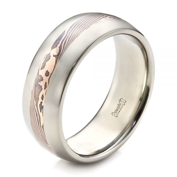 Men's Palladium and  Mokume Wedding Band - Image