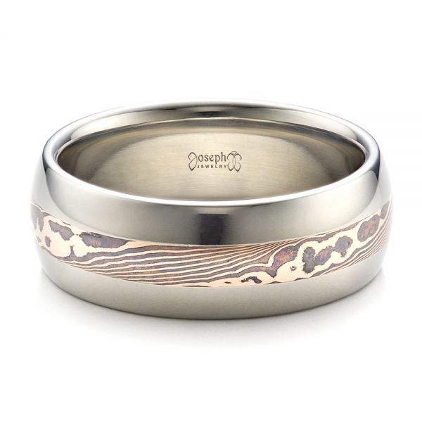 Men's Mokume Wedding Band - Flat View -  1465