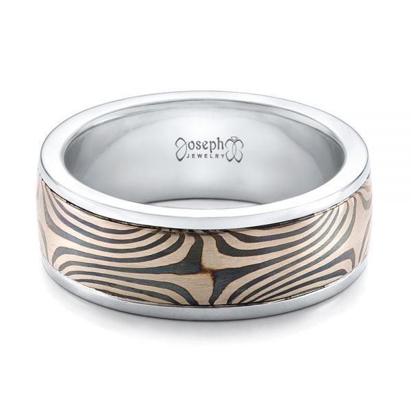 Men's Mokume Wedding Band - Flat View -  102130