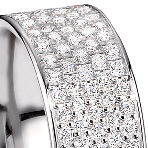  Platinum Men's Pave Diamond Band - Flat View -  268 - Thumbnail