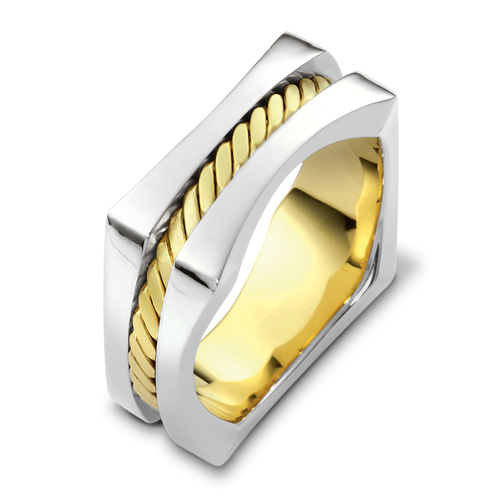 Men's Rope Two-Tone Gold Band - front perspective