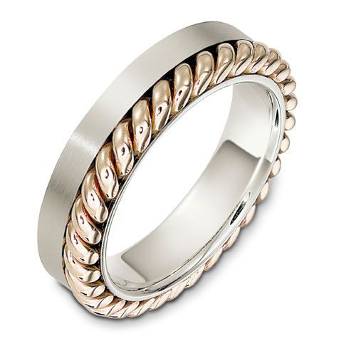 Men's Rope Two-Tone Gold Band - Image