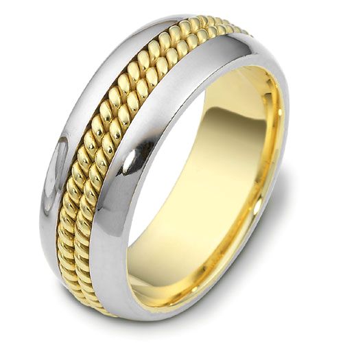 Men's Rope Two-Tone Gold Band - Image