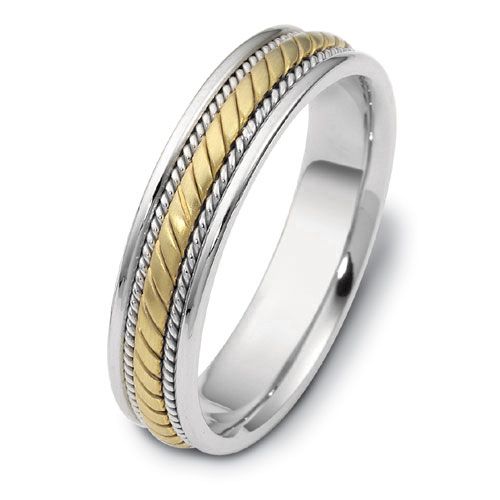 Men's Rope Two-Tone Gold Band - Image