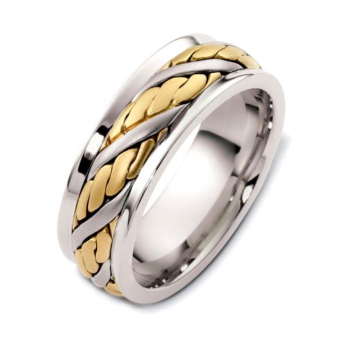 Men's Rope Two-Tone Gold Band - Image