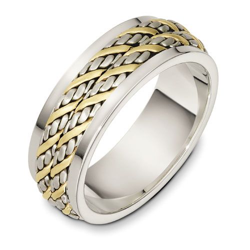 Men's Rope Two-Tone Gold Band - Image