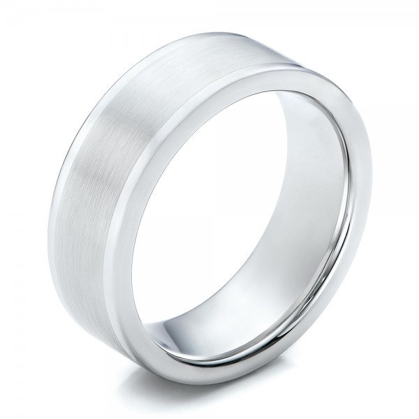 Men's Satin Finish White Tungsten Band - Three-Quarter View -  101197