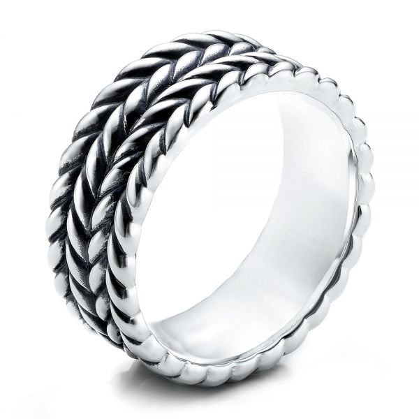 Men's Sterling Silver Braided Band - Three-Quarter View -  101206
