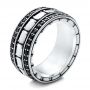 Men's Sterling Silver Brick Band - Three-Quarter View -  101177 - Thumbnail