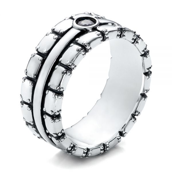 Men's Sterling Silver Brick Band - Three-Quarter View -  101179