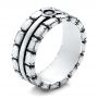 Men's Sterling Silver Brick Band - Three-Quarter View -  101179 - Thumbnail