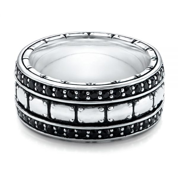 Men's Sterling Silver Brick Band - Flat View -  101177