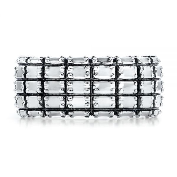 Men's Sterling Silver Brick Band - Top View -  101207
