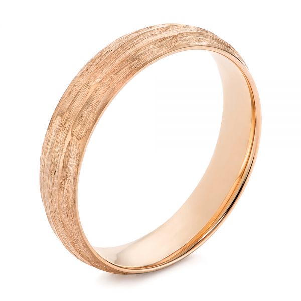 14k Rose Gold 14k Rose Gold Men's Textured Wedding Band - Three-Quarter View -  105704