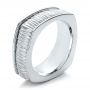 14k White Gold 14k White Gold Men's Textured Wedding Band - Three-Quarter View -  100168 - Thumbnail