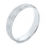 14k White Gold 14k White Gold Men's Textured Wedding Band - Three-Quarter View -  105704 - Thumbnail