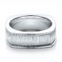 14k White Gold 14k White Gold Men's Textured Wedding Band - Flat View -  100168 - Thumbnail