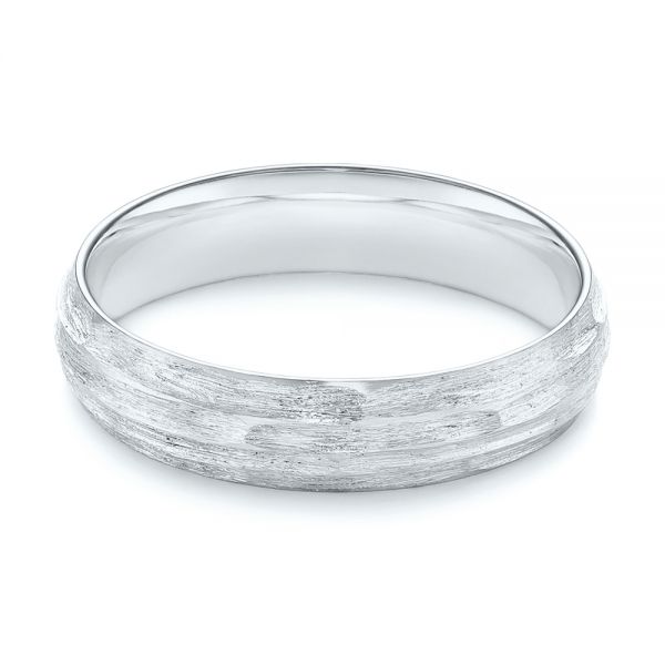 14k White Gold 14k White Gold Men's Textured Wedding Band - Flat View -  105704