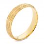 14k Yellow Gold Men's Textured Wedding Band - Three-Quarter View -  105704 - Thumbnail