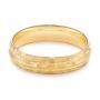 14k Yellow Gold Men's Textured Wedding Band - Flat View -  105704 - Thumbnail