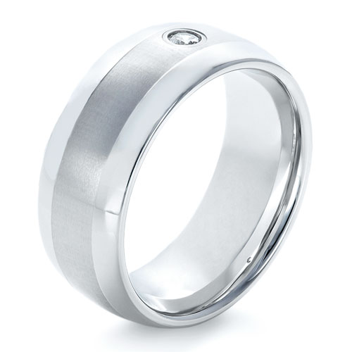 Men's Tungsten Ring With Diamonds - Three-Quarter View -  1367