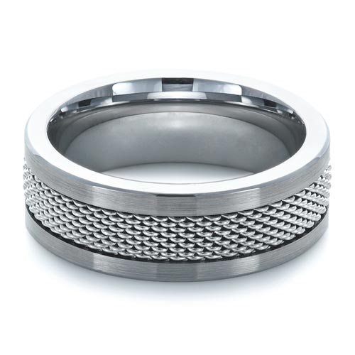 Men's Tungsten and Steel Ring - Flat View -  1369 - Thumbnail