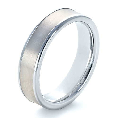 Men's Tungsten and 14k White Gold Ring - Image