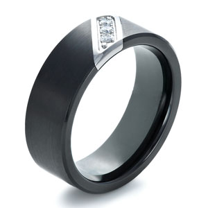 Tungsten wedding ring with diamond