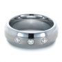 Men's Tungsten Carbide Wide Step Edge Ring With Diamonds - Flat View -  1336 - Thumbnail