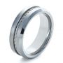 Men's Tungsten And Steel Ring With Cable - Three-Quarter View -  1357 - Thumbnail
