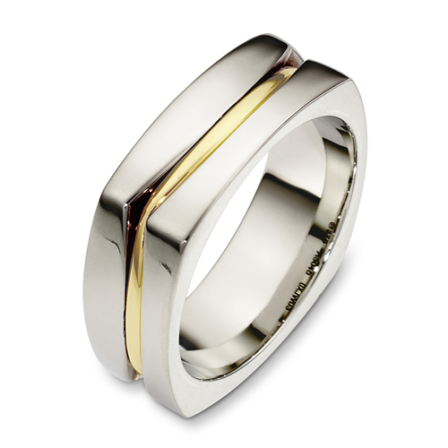 Men's Two-Tone Gold Band - front perspective