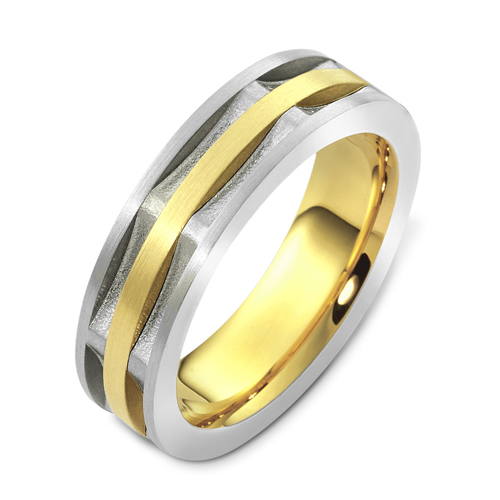 Men's Two-Tone Gold Band - front perspective