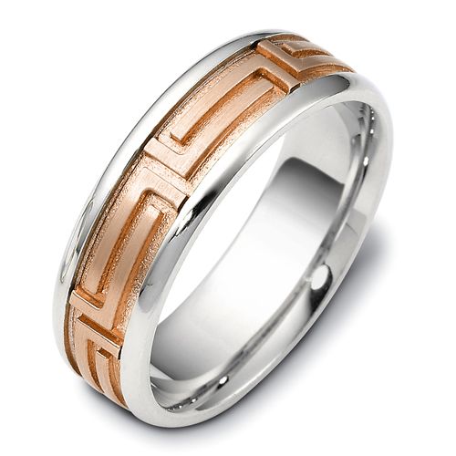  18K Gold And 18k Rose Gold 18K Gold And 18k Rose Gold Men's Two-tone Band - Three-Quarter View -  416