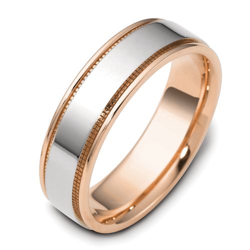 14k Rose Gold And Platinum 14k Rose Gold And Platinum Men's Two-tone Band - Three-Quarter View -  430