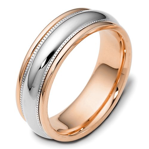 14k Rose Gold And Platinum 14k Rose Gold And Platinum Men's Two-tone Band - Three-Quarter View -  431