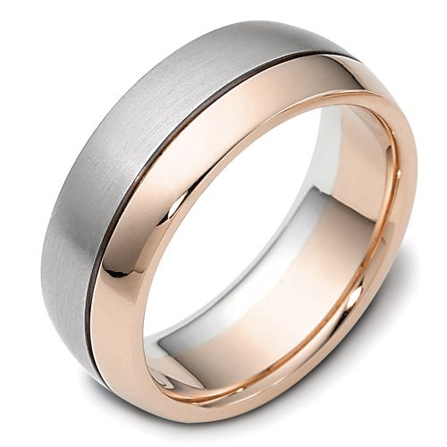  Platinum And 18k Rose Gold Platinum And 18k Rose Gold Men's Two-tone Band - Three-Quarter View -  440