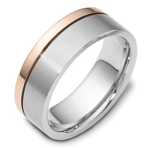  18K Gold And 18k Rose Gold 18K Gold And 18k Rose Gold Men's Two-tone Band - Three-Quarter View -  444