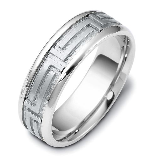  14K Gold And Platinum 14K Gold And Platinum Men's Two-tone Band - Three-Quarter View -  416