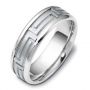  14K Gold And Platinum 14K Gold And Platinum Men's Two-tone Band - Three-Quarter View -  416 - Thumbnail