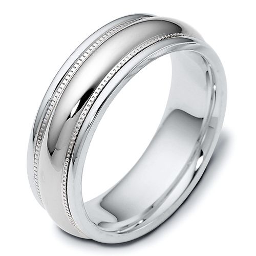 14k White Gold And 14K Gold 14k White Gold And 14K Gold Men's Two-tone Band - Three-Quarter View -  431