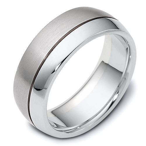  14K Gold And 18k White Gold 14K Gold And 18k White Gold Men's Two-tone Band - Three-Quarter View -  440