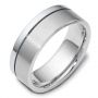  14K Gold And Platinum 14K Gold And Platinum Men's Two-tone Band - Three-Quarter View -  444 - Thumbnail